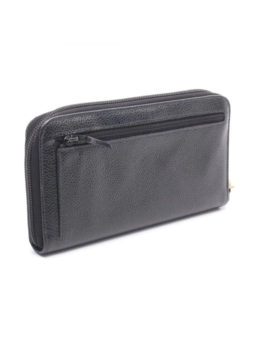 Chanel Round Wallet CC Logo Black Caviar Leather